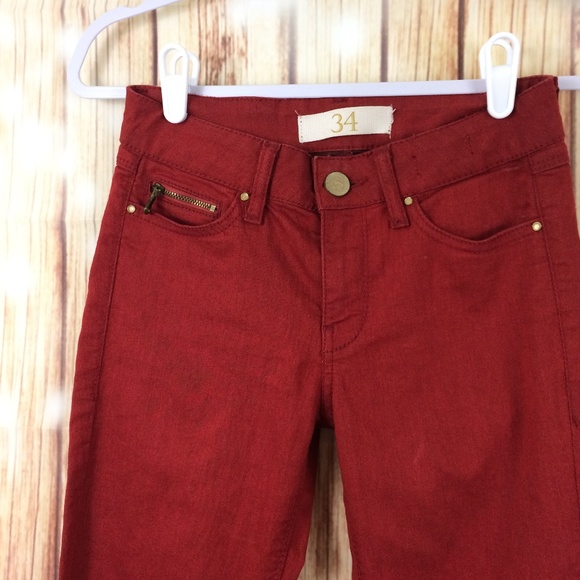 Zara Basic Dept Fire Red Skinny Jeans Zipper Leg - Picture 7 of 8
